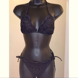 Lurelly black lace bikini set
